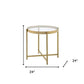 24" Gold And Clear Glass And Metal Round End Table