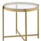 24" Gold And Clear Glass And Metal Round End Table