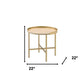 22" Gold And Oak Manufactured Wood And Metal Round End Table