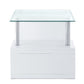 22" White Glass and Wood Square End Table With Two Shelves