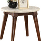 22" Walnut And White Faux Marble Round End Table