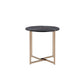 24" Champagne And Black Manufactured Wood And Metal Round End Table