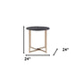 24" Champagne And Black Manufactured Wood And Metal Round End Table