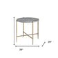 24" Champagne And Light Gray Manufactured Wood And Metal Round End Table