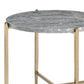 24" Champagne And Light Gray Manufactured Wood And Metal Round End Table