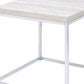 24" Chrome And White Oak Manufactured Wood And Metal Square End Table