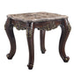 26" Cherry And Marble Marble And Solid Wood Square End Table