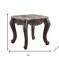 26" Cherry And Marble Marble And Solid Wood Square End Table