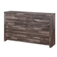 60" Dark Brown Solid and Manufactured Wood Six Drawer Double Dresser