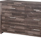 60" Dark Brown Solid and Manufactured Wood Six Drawer Double Dresser