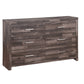 60" Dark Brown Solid and Manufactured Wood Six Drawer Double Dresser