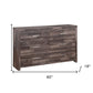 60" Dark Brown Solid and Manufactured Wood Six Drawer Double Dresser