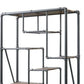 75" Antique Oak And Gray Metal Eight Tier Industrial Bookcase