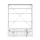 83" White Four Tier Cargo Style Bookcase with Cabinets and Ladder