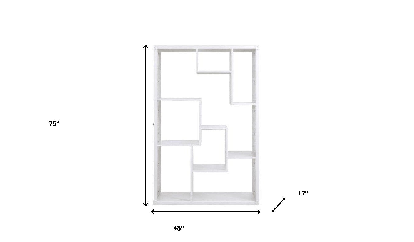 75" White Composite Zig Zag Multi Tier Bookcase