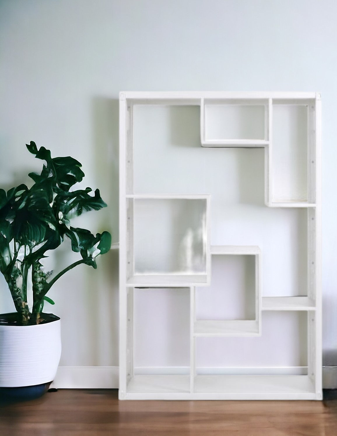 75" White Composite Zig Zag Multi Tier Bookcase