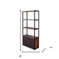 70" Brown and Black Metal Three Tier Bookcase with Two doors