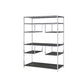 72" Gray and Silver Metal Seven Tier Geometric Bookcase