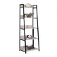 67" Natural and Black Metal Five Tier Ladder Bookcase