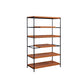 70" Brown and Black Metal Six Tier Etagere Bookcase