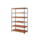 70" Brown and Black Metal Six Tier Etagere Bookcase