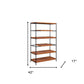 70" Brown and Black Metal Six Tier Etagere Bookcase