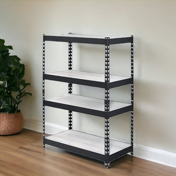 48 Brown and Black Metal Adjustable Four Tier Bookcase