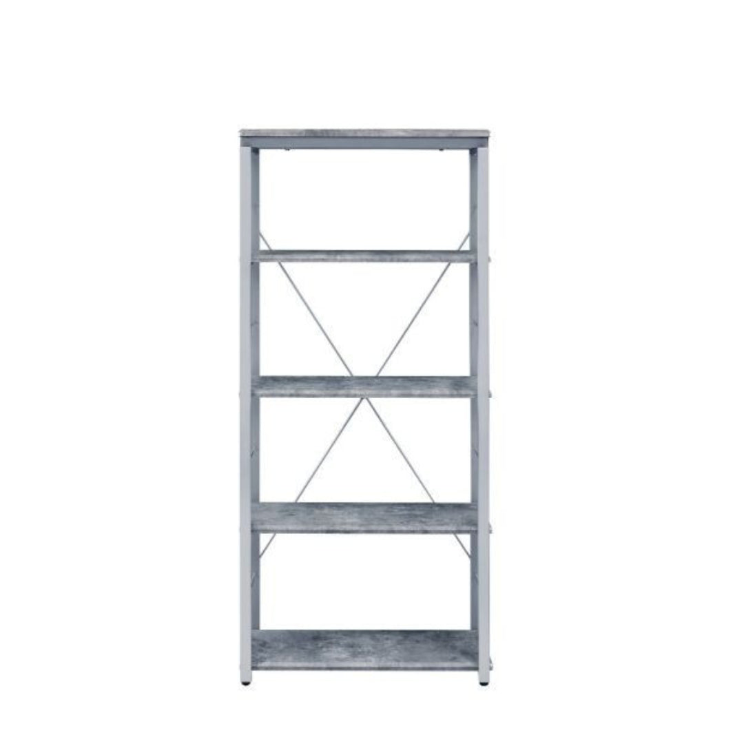 54" Gray and Silver Metal Four Tier Etagere Bookcase