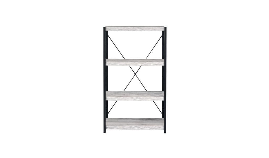 43" Antiqued White Metal Four Tier Etagere Bookcase