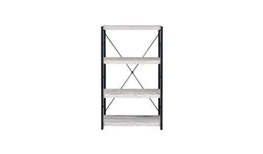 43" Antiqued White Metal Four Tier Etagere Bookcase