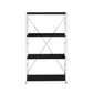 42" Black and Silver Metal Four Tier Etagere Bookcase