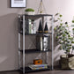 42" Black and Silver Metal Four Tier Etagere Bookcase