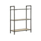 36" Antique Oak and Sandy Gray Metal Three Tier Standard Bookcase