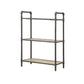 36" Antique Oak and Sandy Gray Metal Three Tier Standard Bookcase