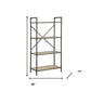 49" Gray Brown Metal Four Tier Etagere Bookcase