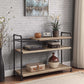 32" Brown and Black Metal Three Tier Etagere Bookcase