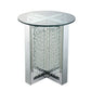 23" Clear Glass And Mirrored Round End Table With Drawer