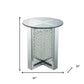 23" Clear Glass And Mirrored Round End Table With Drawer