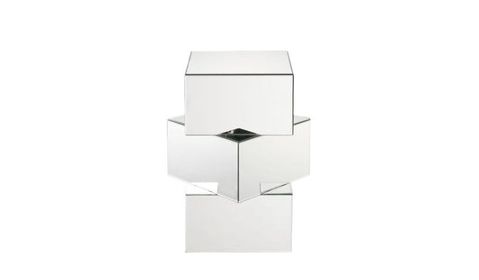 24" Clear Mirrored Square Mirrored End Table