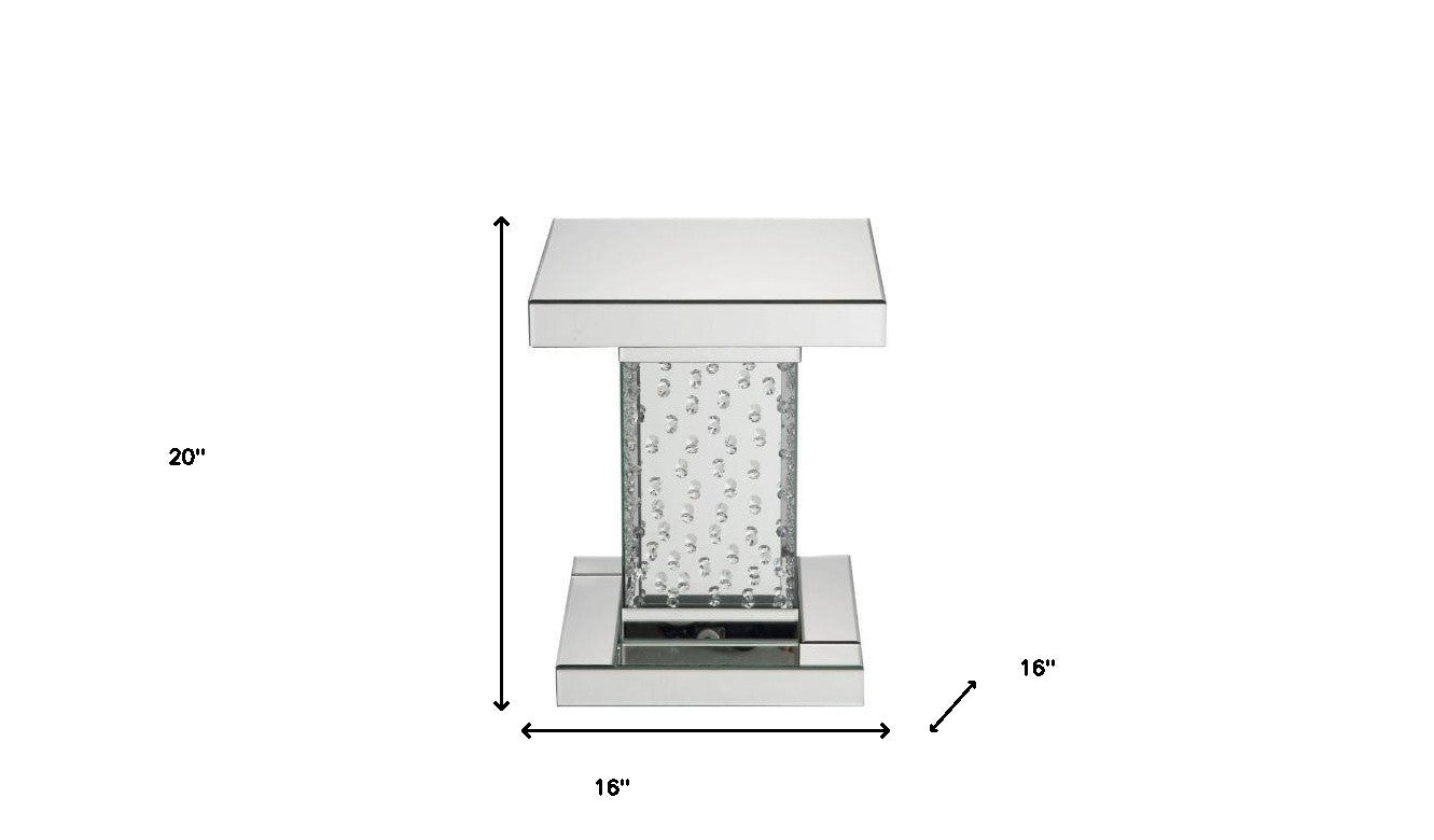 20" Mirrored Mirrored Square Mirrored End Table