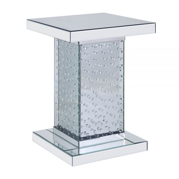 26 Silver Glass And Manufactured Wood Square Mirrored End Table