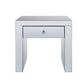 23" Silver Glass Square End Table With Drawer