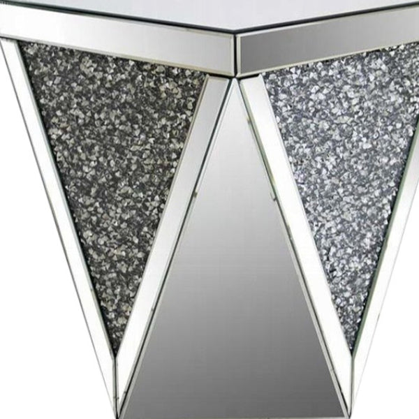 23 Grey And Clear Mirrored Square Mirrored End Table