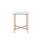 24" Champagne And Clear Glass And Metal Round End Table