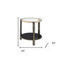 24" Champagne And Clear Glass And Metal Round End Table With Shelf