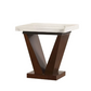 23" Brown And White Marble Square End Table