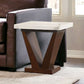 23" Brown And White Marble Square End Table