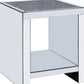 24" Silver And Gray Glass And Mirrored Square End Table With Shelf