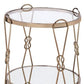 23" Gold Mirrored And Metal Round End Table With Shelf