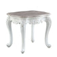 24" White And Marble Marble And Polyresin Rectangular End Table